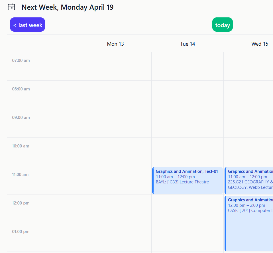 Promo picture of a timetable in the app